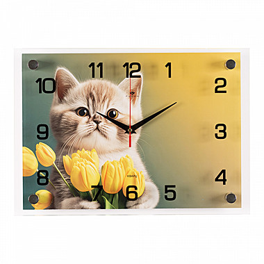 Часы 2535 302 Котенок в тюльпанах